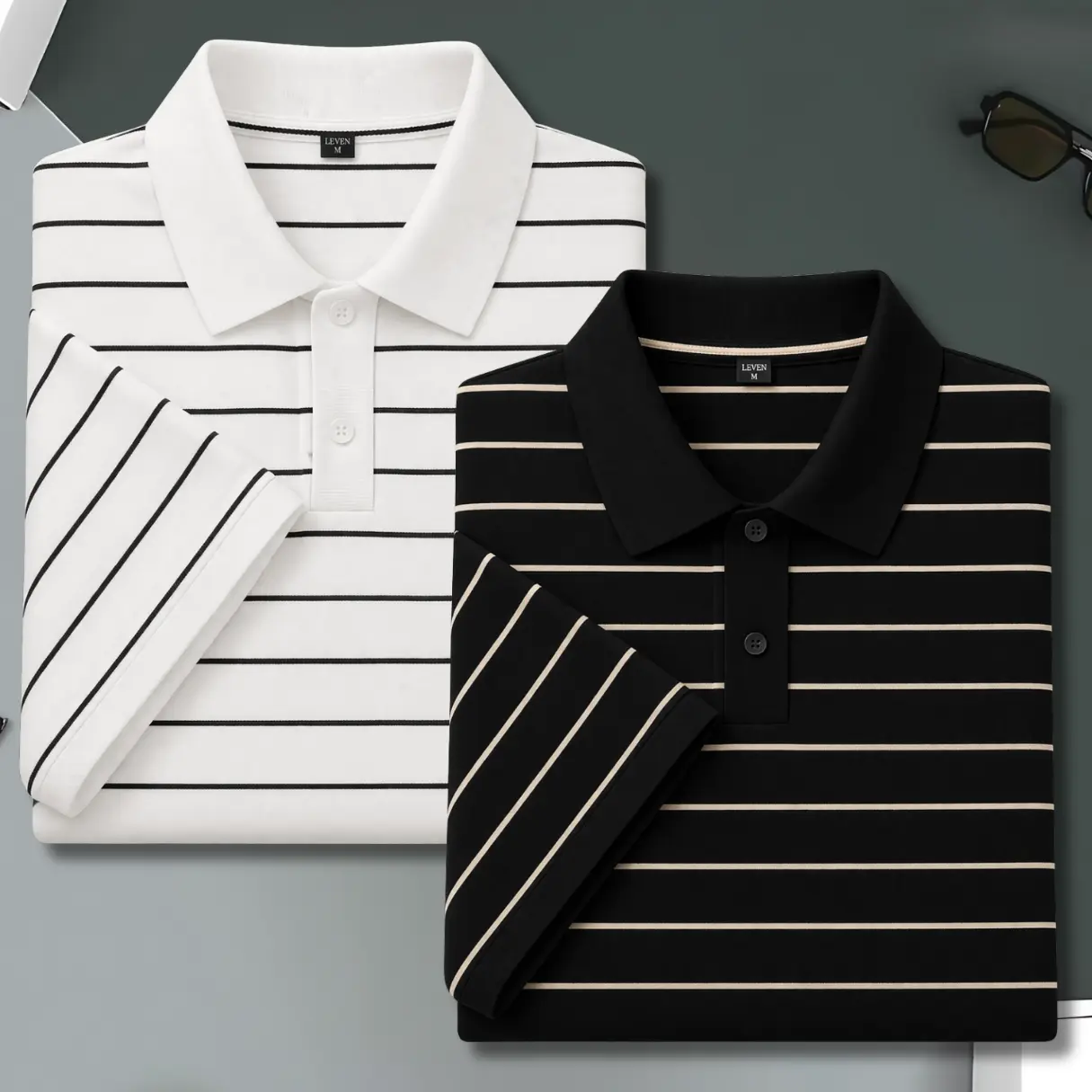 [CÓ QUÀ TẶNG] COMBO Áo Polo Cổ Bẻ SỌC NGANG Vải Thun Cá Sấu Poly - Sang Trọng, Lịch lãm, Thoáng Mát
