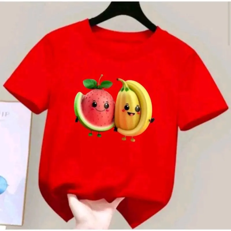 baju kaos anak anak unisex motif semangka dan pisang usia 2th sampai 10th 4