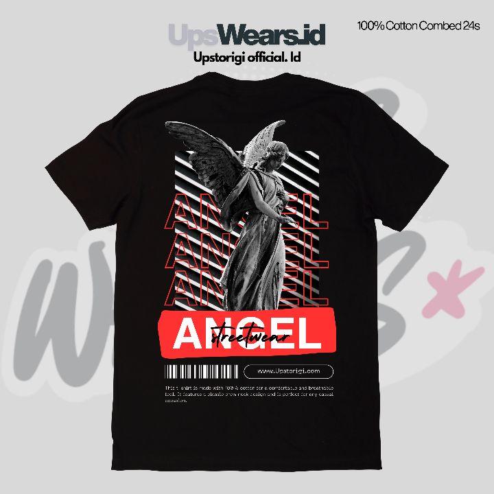 Baju Kaos Hitam Premium kualitas, Reguler Cowok & Cewek dengan Motif "Angel" Bahan 100% Cotton Combed 24s. Baju Kaos Hitam Premium kualitas, Reguler Cowok & Cewek dengan Motif "Angel" Bahan 100% Cotton Combed 24s.
