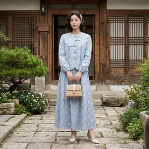 AQILA - One Set Lizza Setelan Retro Wanita Setelan Model Rok A-Line Kekinian