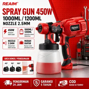 REAIM Electric Spray Gun 1200ML 800W Mesin Cat Semprot Listrik Spray Gun Elektrik HVLP Alat Semprot Cat dengan Nozzle Adjustable Mesin Cat Semprot Elektrik Atomisasi Tinggi