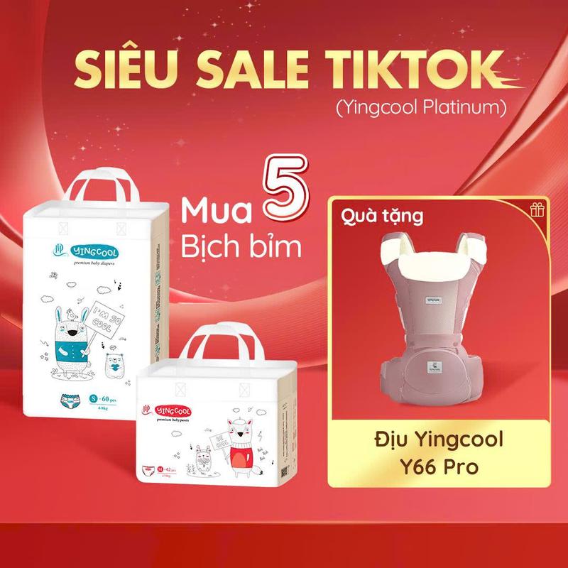 [ Tặng Địu cao cấp YINGCOOL - Combo 5b] Bỉm YINGCOOL Size NB64/SD60/MD56/MQ50/L48/XL44/XXL42/XXXL40 Toy Đồ Chơi