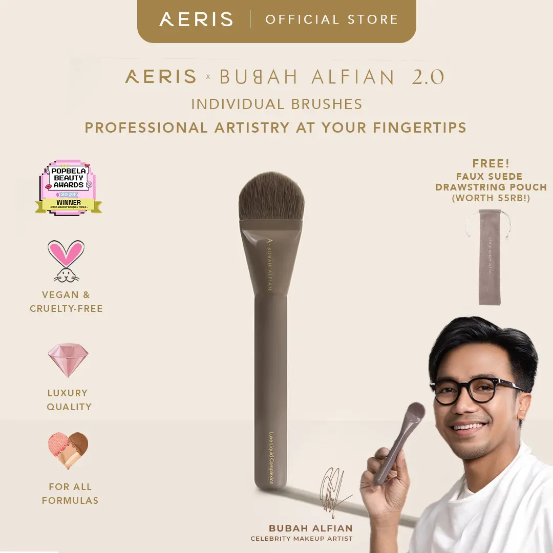 Aeris Beauté x Bubah Alfian 2.0 - Single Brush | Brush Make Up Kuas Rias Lembut Premium Berkualitas Profesional MUA