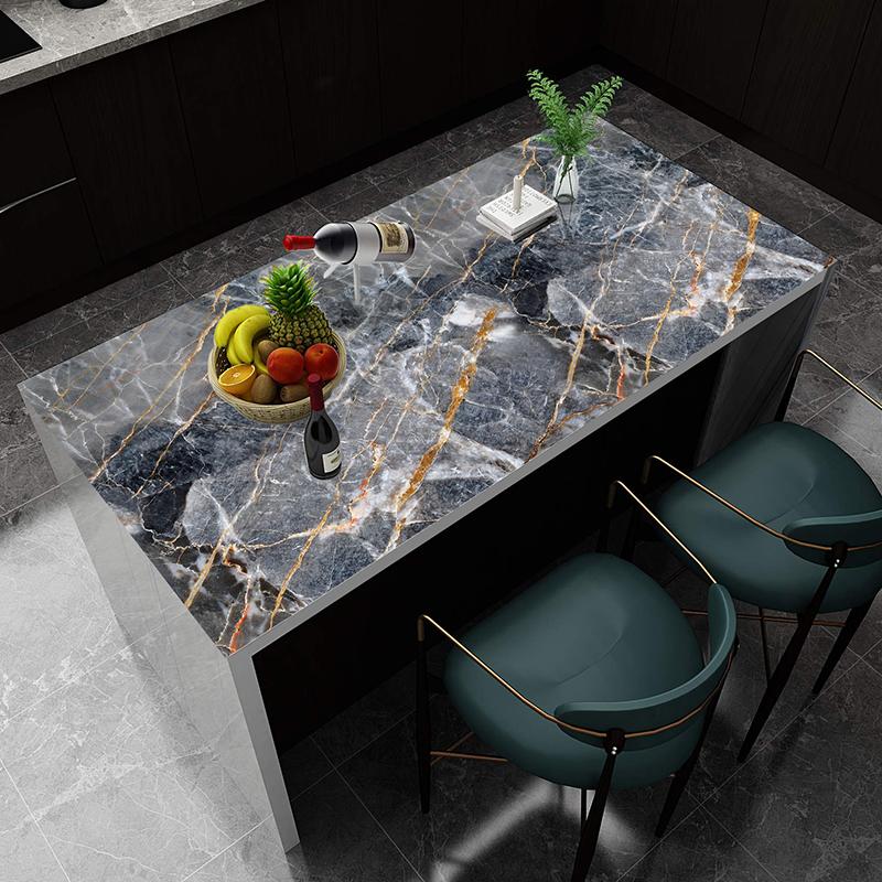 Wallpaper Dapur Anti Minyak dan Panas – Motif marmer 3D, bahan aluminium foil, ukuran 60cm x 6m per roll. Cocok sebagai stiker kertas pelapis dapur yang tahan lama dan praktis 6