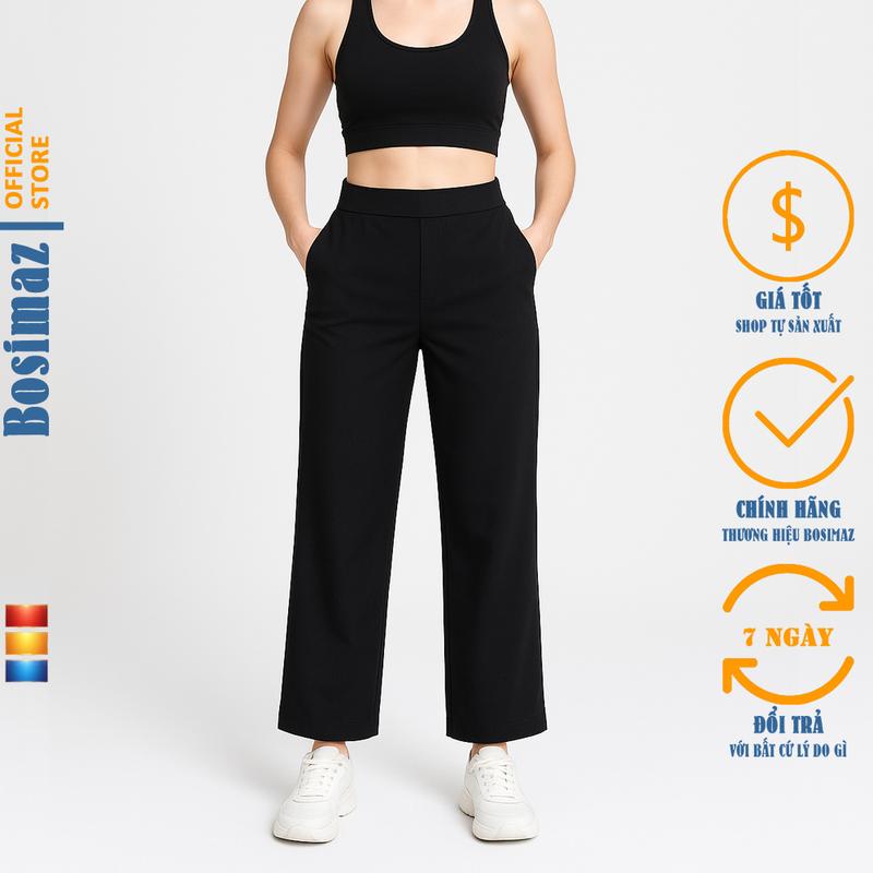 Quần Ống Suông Nữ Bosimaz MS731 lưng cao tôn dáng, thun co giãn 4 chiều, vải đẹp dày, thoáng mát.