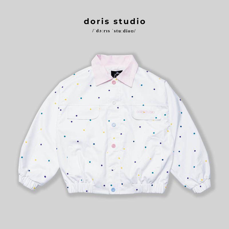 [Deal mở bán] Doris / Khoác kaki nữ chấm bi phối kiểu DorisStudio / form unisex