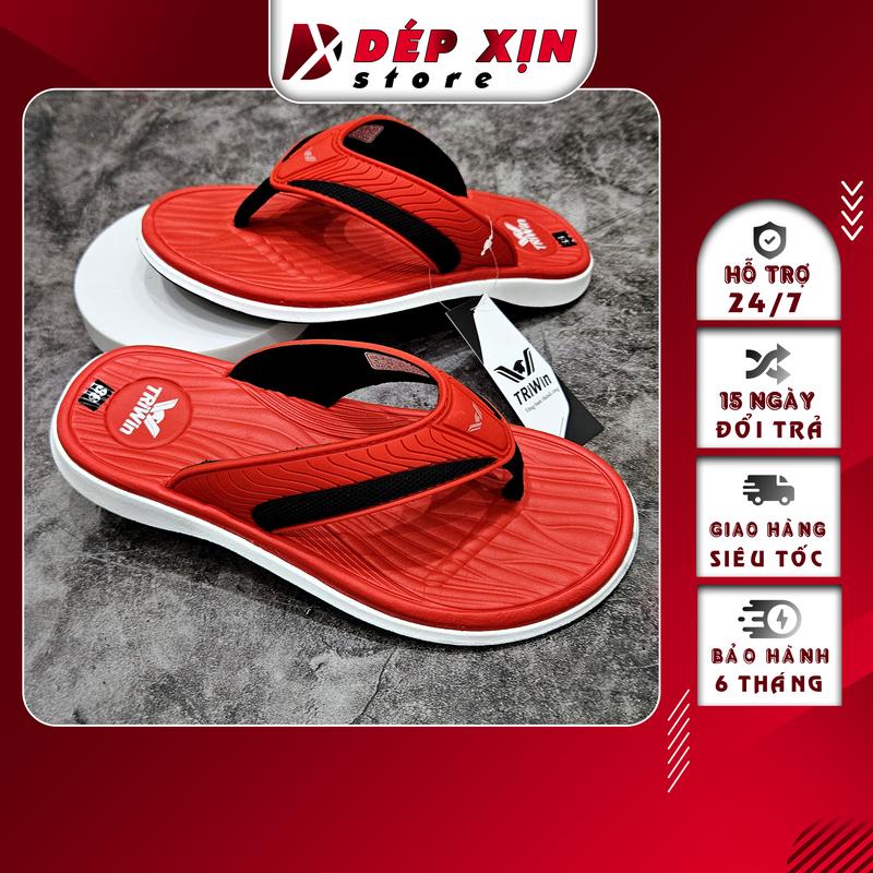  Dép Kẹp Nam Cao Cấp Triwin Quai Nhựa PVC Mềm Đế Cao Su Chống Trượt  Đỏ  depkep tông 