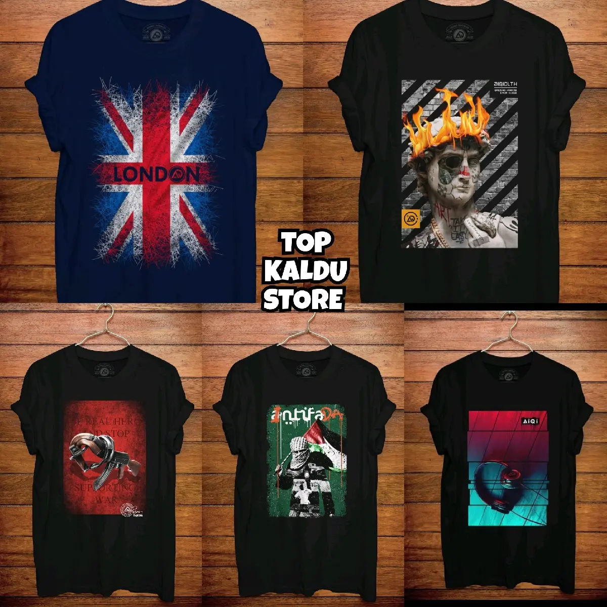 Kaos Santuy Harian Pria/Wanita Random 100ribu - 5 Pcs Baju Dewasa Sablon Oblong Motif Distro Unisex Keren Soft Bandung Remaja Combat Katun Semi Polos Santai Atasan