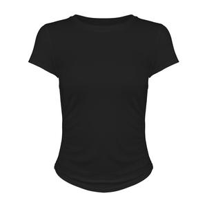 Spring and Summer Yoga Wear Women's Silk and Mulberry Silk Stretch Top Fitness Wear for Bodybuilding Leisure Sports Short-Sleeved T-Shirt la  apparel amira  aishah  crop  top baju  wispie