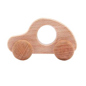 Organic toddler educational fine motor development sensory skills push rattles montessori wooden car baby toys