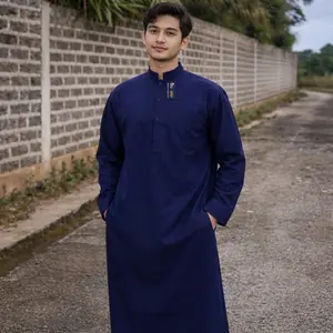 IRVEENA - Jubah Dewasa Pria Lengan Panjang Bahan Katun Premium