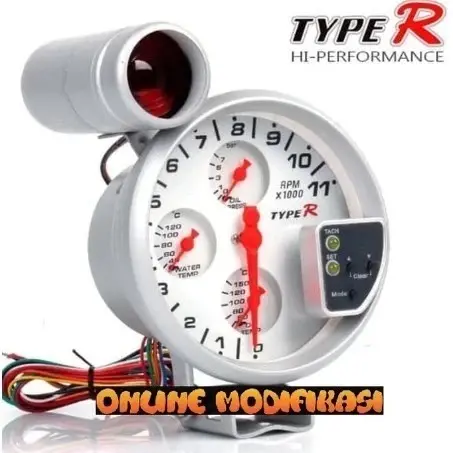 TYPE-R 5 INCH Tachometer 4 In 1 takometer mobil