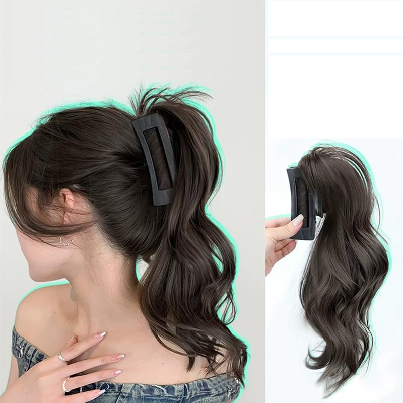 Tóc Giả Nữ Dài 30Cm Tóc Nhân Tạo, Ngọt Ngào, Ngầu Mẻ, Cô Gái Nóng Bỏng, Kẹp Cá Mập Nhẹ, Đài Phun Nước Thác Nước, Tóc Đuôi Ngựa Cao Buộc Nửa Đầu, Tóc Xoăn