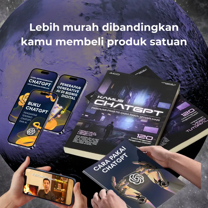 AICO - Paket 6 in 1 Lengkap Buku Belajar AI Kamus Chat GPT Learning Pass AI004CO 3