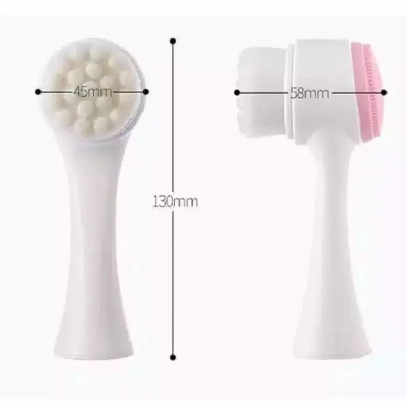 LH Alat Cuci Muka 2 Sisi Pembersih Wajah Silikon Brush Facial Brush Silikon 2in1 Alat Pembersih Pemijat Muka Silicone Halus 4