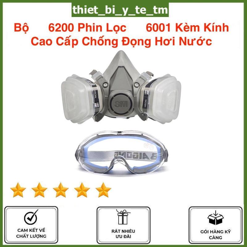 Bộ Mặt Nạ Bảo Hộ 6200 hoặc 6100 Sử dụng Phin Lọc 6001CN Và 01 Kính Bảo Vệ Mắt cao cấp chống đọng hơi nước, có thể dùng chống giọt bắn, ngăn bụi mịn PM2.5, lọc mùi phun sơn, ngăn mùi phun trừ sâu, có khả năng ngăn các loại bụi