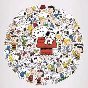 77 Pcs Stiker Snoopy  Friends Estetik Unik DIY Cute Mix Graffiti Anti Air Waterproof