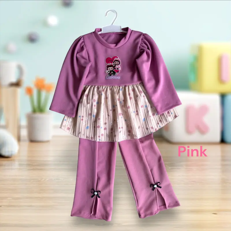 Setelan Anak Perempuan Motif Celana Cutbray-inara 0