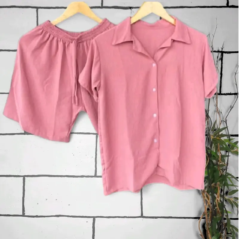 Baju Setelan Pendek Wanita Cringkel Airflow l CPDKH l One Set Piyama Perempuan Santai Busui  Nyaman 8