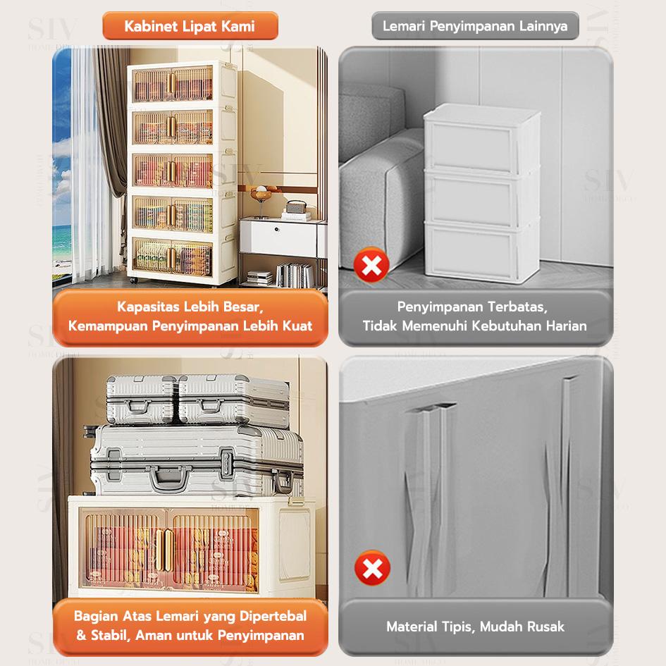 【Promo Buka Toko】Starke 60cm Lemari Plastik Susun Besar Lemari Plastik  Lipat Penyimpanan Serbaguna Furniture (3/4/5/6 Susun)