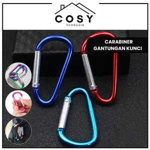 COSY Carabiner Gantungan Kunci Warna Warni Aluminium Alloy 5D Shape Gantungan Karabiner Snaphook Kunci Hydrochrome