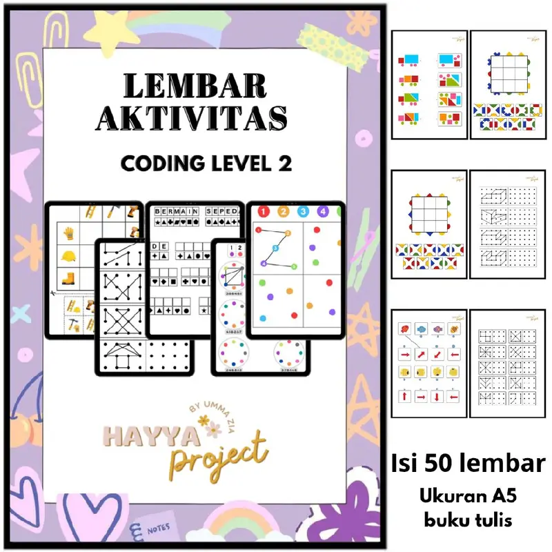 ECER - Lembar Aktivitas Coding for kids Hayya Project - lembar mewarnai worksheet buku edukasi bayi busy book anak 2 tahun coloring 2