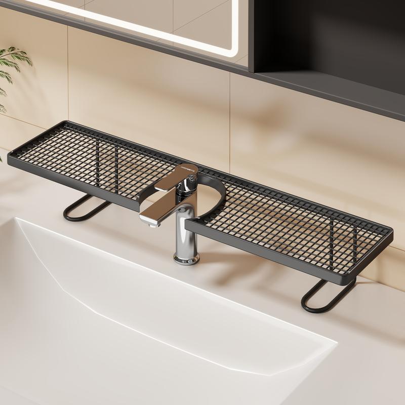 12. Kệ để đồ trước bồn rửa phòng tắm, thoát nước, không cần khoan