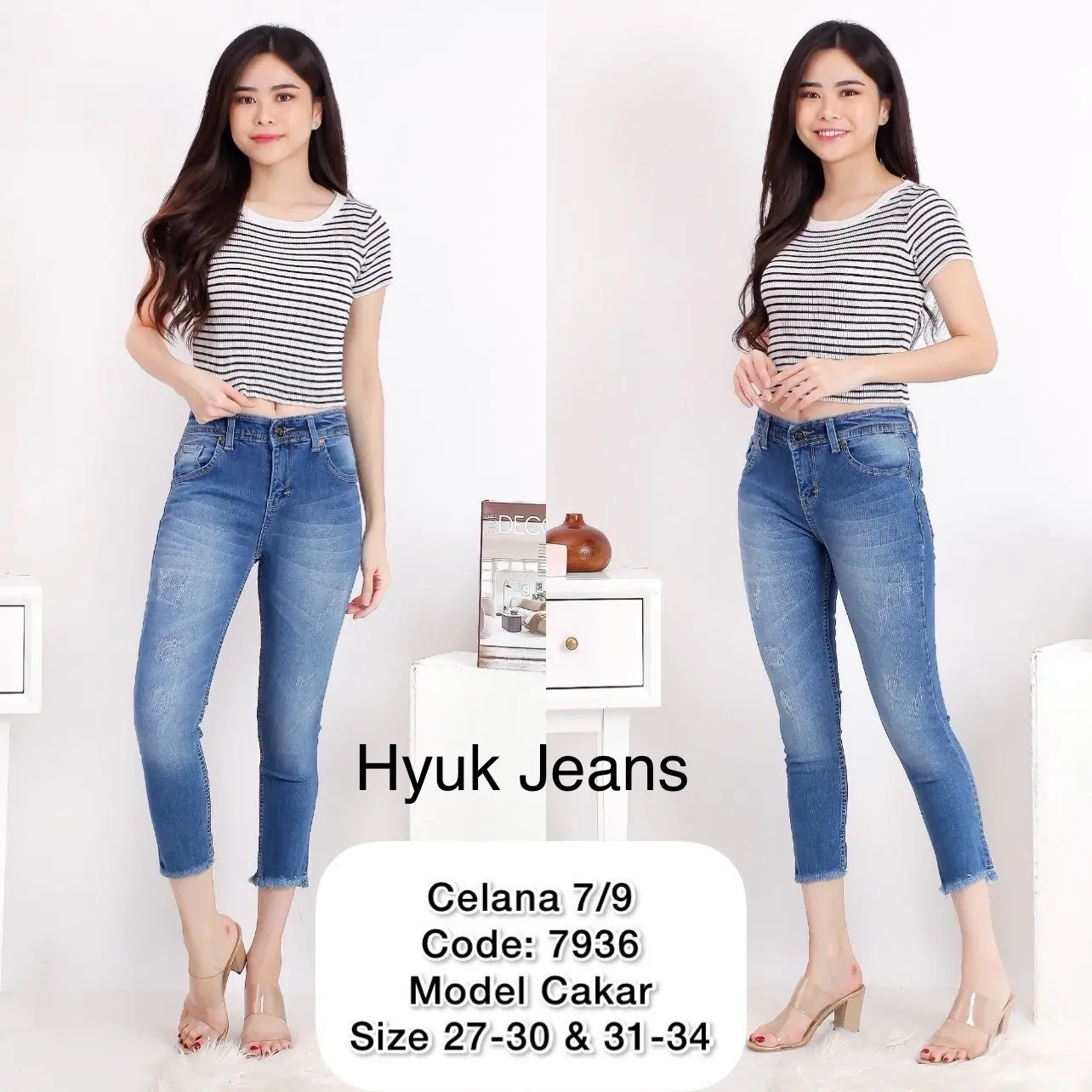 Hyuk Jeans | Low waist 7/9 Skinny Jeans | Aeri Denim | Celana jean wanita slim-fit stretch 7936