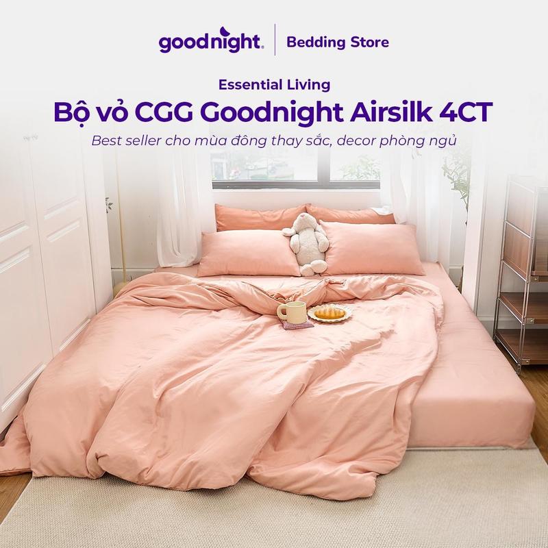 Goodnight Bộ Chăn Ga Gối Lụa Tencel Airsilk 4 Món Vỏ Chăn Set Ga Giường 2 Vỏ Gối 45x65cm 1 Ga 1 Vỏ Chăn 200x220cm Thấm Hút Mồ Hôi Thân Thiện Với Da
