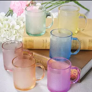 Gelas Kaca Rainbow 6 Pcs • Gelas Minum Warna Cantik • Kaca Tebal Premium ️