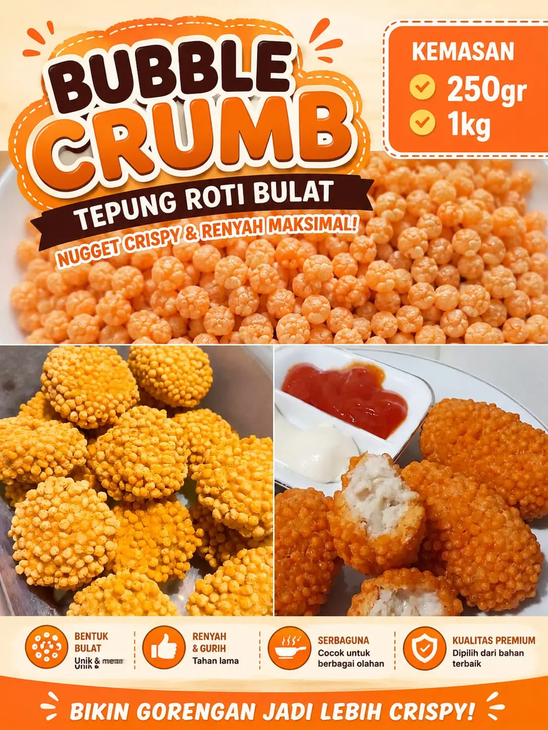 Bubble Crumb Crispy / Naget Tepung Roti Bulat los