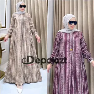 Arumi Dress Rayon Viscose Motif Salur Busui