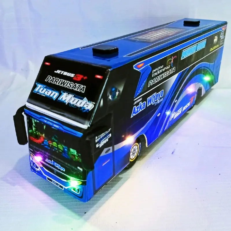 Miniatur Bus Telolet Basuri lampu LED mainan Anak 2