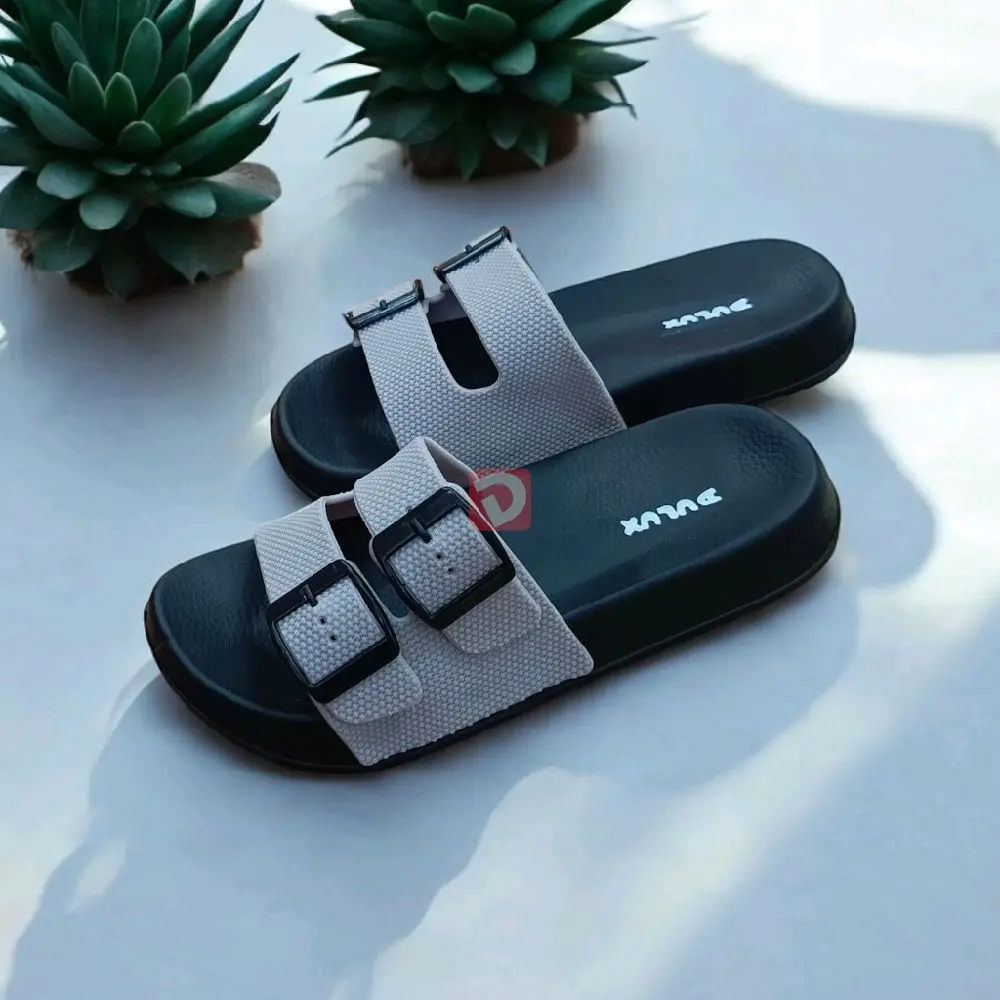 Sandal Slop 2 Strap Dulux 590C Karet Fashion Sendal Selop Lebaran Cantik Kekinian Hitam Pria Wanita Jepit