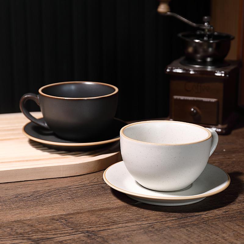 Product Introduction of Ceramic Coffee cup and saucer set Continental Latte cup Coffee shop home office breakfast cup personalized cup and saucer  mug drinkware reusable washable andwear-resistant 1