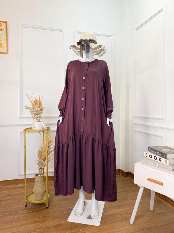 DRESS MEDINA POLOS BAHAN RAYON TWIL PREMIUM BY SHAFIRA/GAMIS/BAJU WANITA DEWASA Muslim Twill Mewah Midi Maxi 3
