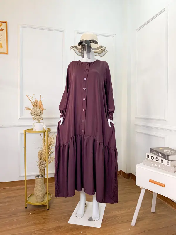 DRESS MEDINA POLOS BAHAN RAYON TWIL PREMIUM BY SHAFIRA/GAMIS/BAJU WANITA DEWASA Muslim Twill Mewah Midi Maxi 2