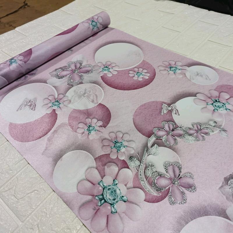 Wallpaper Stiker Dinding Motif Kupu-kupu pink Mewah Elegan Kertas 1