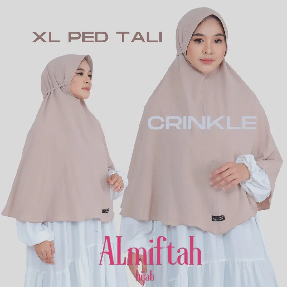 almiftah-hijab crinkle airflow bergo pet tali size xl/hijab crinkle airflow jumbo/hijab bergo crinkle Muslim Instan Kerudung Wanita