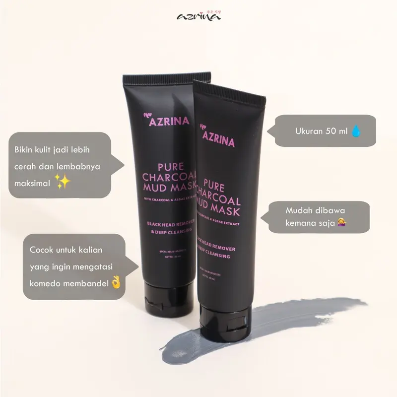 AZRINA PURE CHARCOAL MUD MASK FACE MASK | ACNE PURIFYING CLAY MASK 2