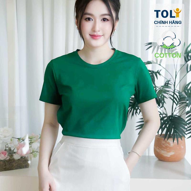  Áo thun nữ cổ tròn TOLI BSB08 – cotton mềm mịn dáng suông dễ phối mặc ở nhà đi chơi đều đẹp 