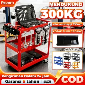 Reaim Bengkel Rak 3 Susun Perkakas Trolly Trolley Kotak Peralatan Troli Dengan Peralatan Penyimpanan