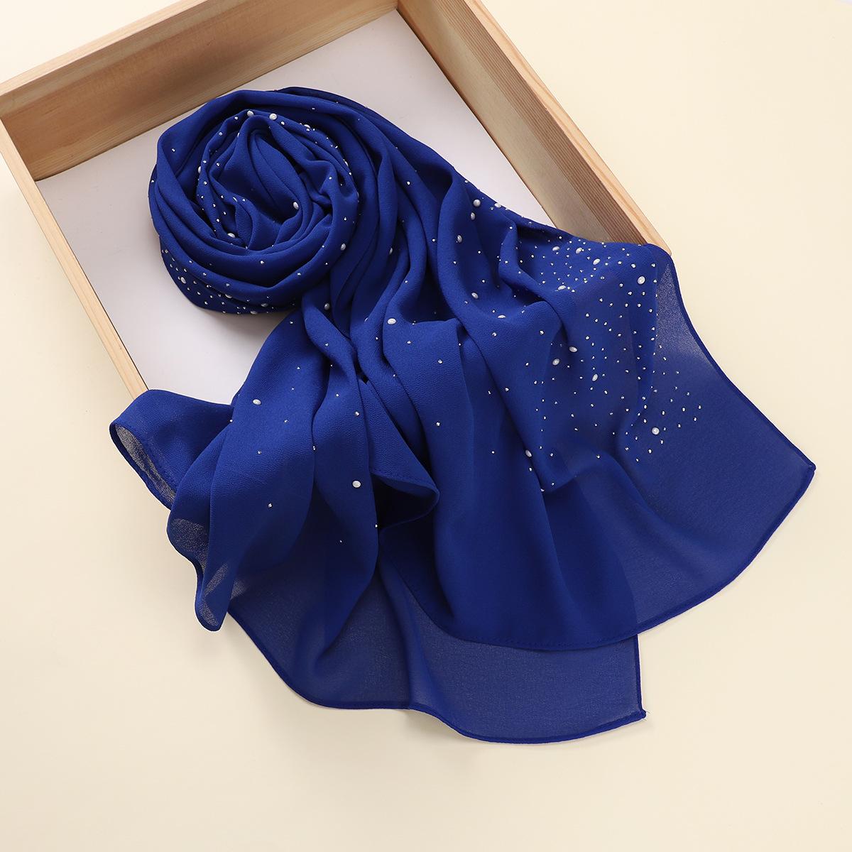 Malaysia Indonesia Pearl Chiffon material Baotou scarf rhinestone porcelain decorative fashion headscarf_voghion.com