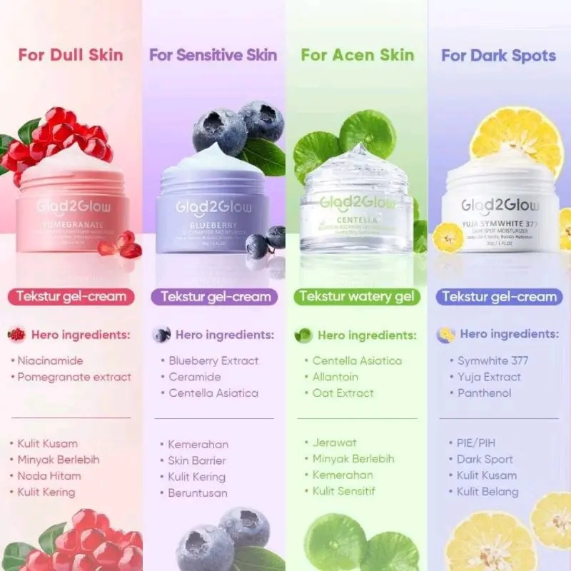 Glad2Glow moisturizer / pelembab glad2glow all varian 30mil