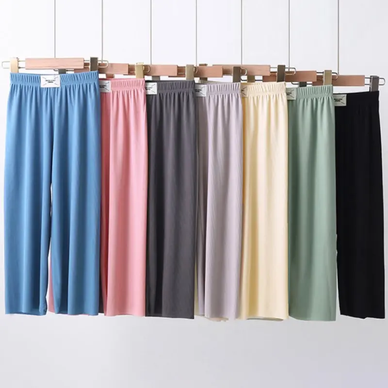 Solid Color Versatile Loose Kids Pants for Girl Elastic Cotton Soft Toddler Flare Pants 3-12Y
