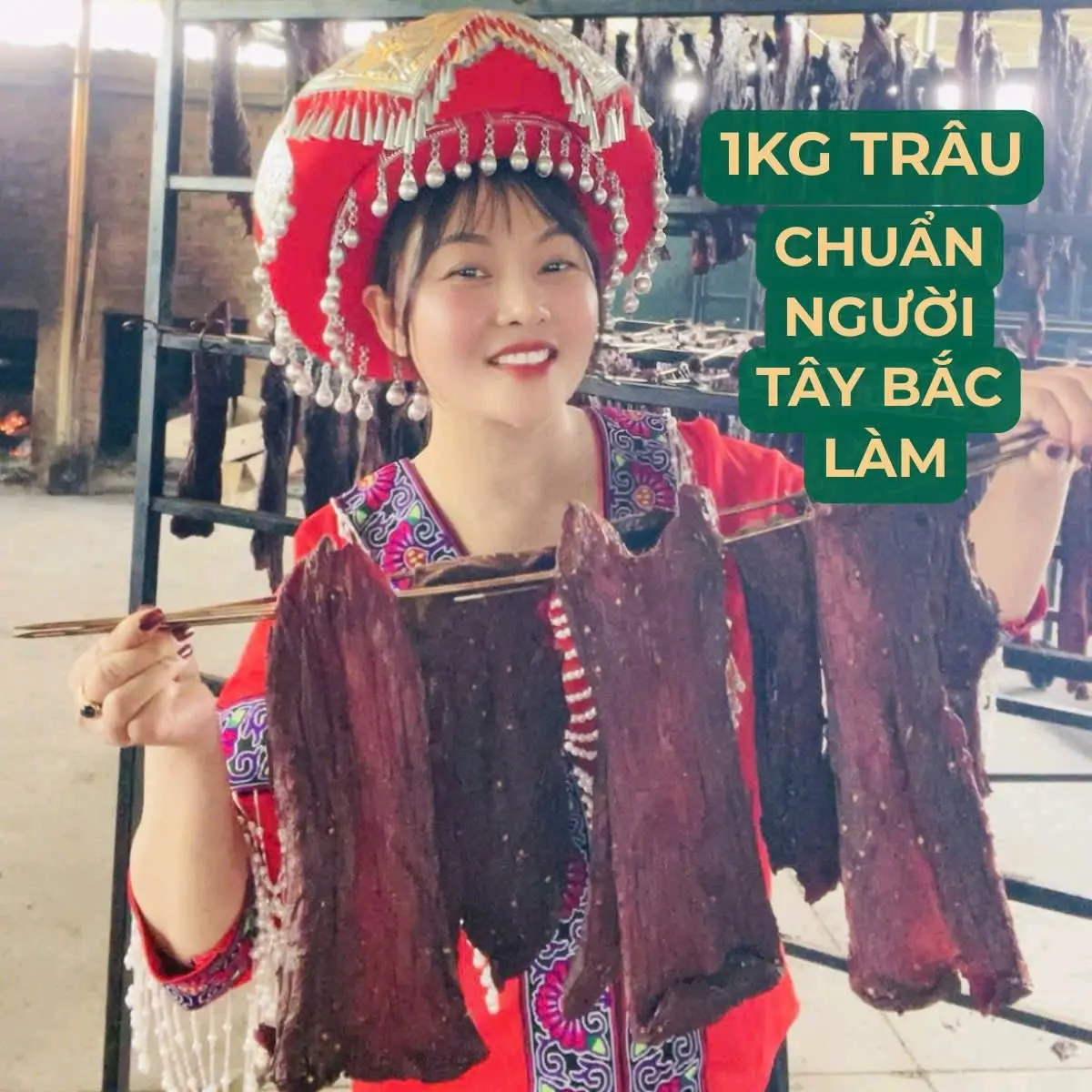 Thịt trâu Sấy Khô Chuẩn Vị Tây Bắc 1kg - kèm lo chẩm chéo, Hương Vị Đặc Trưng Vùng Tây Bắc - Thức Ăn Vặt, Food