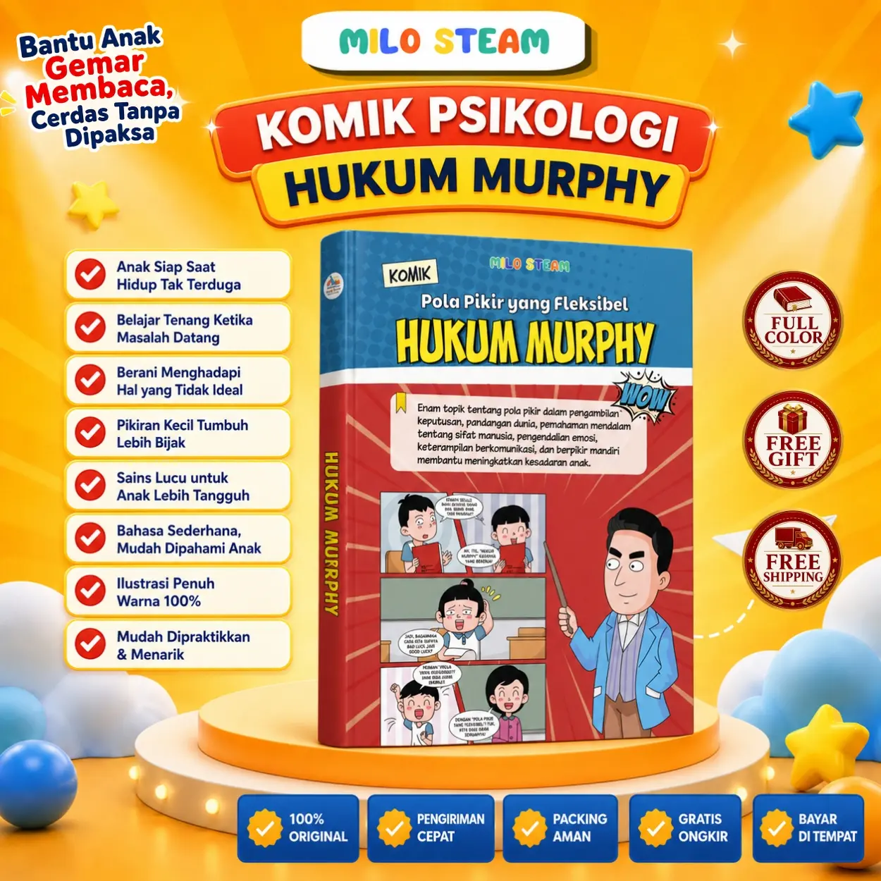 Buku Hukum Murphy Untuk Anak: Komik Psikologi Edukasi Mengelola Emosi Anak 160 Halaman - MiloSteam - Usia 6-14 Tahun - Books