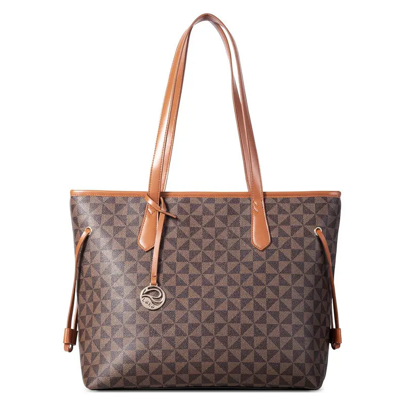 Tote Bag for Women Stylish Handbag Faux Leather Shoulder Bag for Work School Dating, Brown 0