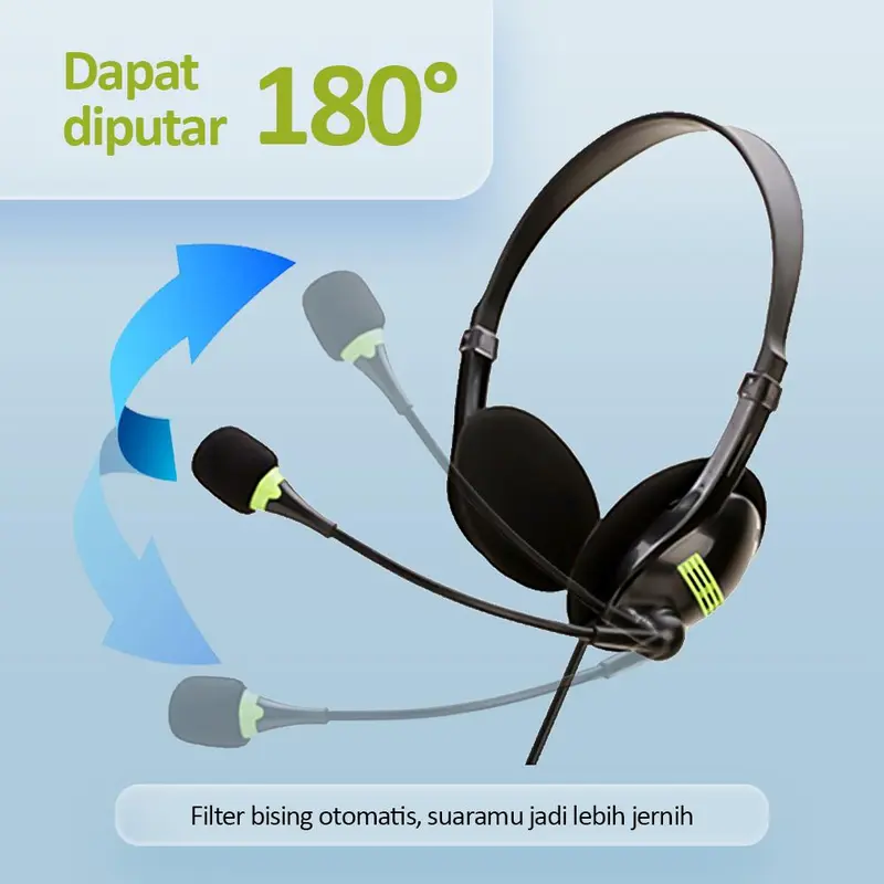 Bonkyo Headphone stereo dengan mikrofon dan single jack 3.5mm Cocok untuk pembelajaran di kantor Bass Headset Subwoofer Earphone Handsfree Bluetooth 3