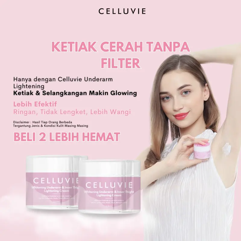 celluvie glutathione Pencerah Ketiak dan Slangkangan - CELLUVIE Underarm Lightening Cream with  Niacinamide Centella Asiatica Membantu Mencerahkan Area Lipatan Kulit
